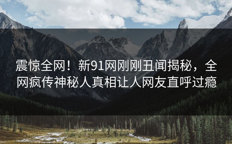 震惊全网！新91网刚刚丑闻揭秘，全网疯传神秘人真相让人网友直呼过瘾