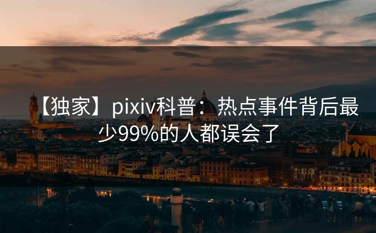 【独家】pixiv科普：热点事件背后最少99%的人都误会了