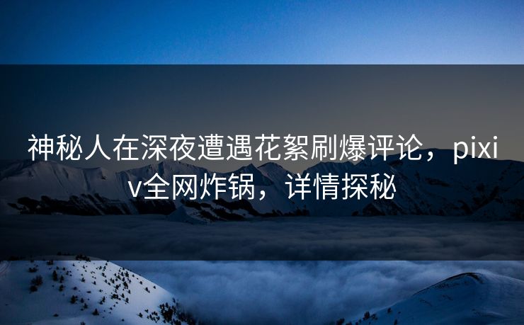神秘人在深夜遭遇花絮刷爆评论，pixiv全网炸锅，详情探秘