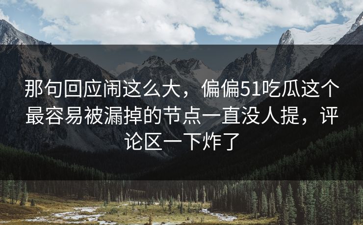 那句回应闹这么大，偏偏51吃瓜这个最容易被漏掉的节点一直没人提，评论区一下炸了
