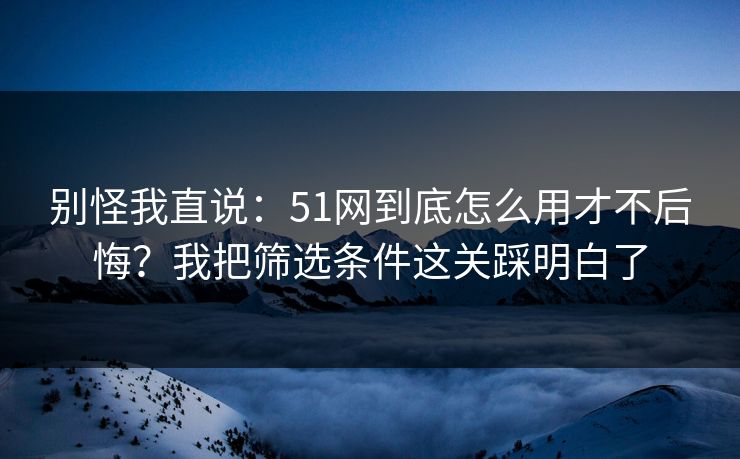 别怪我直说:51网到底怎么用才不后悔?我把筛选条件这关踩明白了 别怪我直说:51网到底怎么用才不后悔?我把筛选条件这关踩明白了