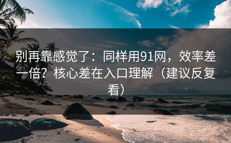 别再靠感觉了：同样用91网，效率差一倍？核心差在入口理解（建议反复看）